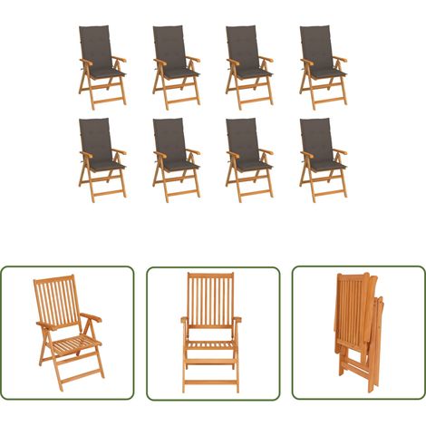 Maison Exclusive Verstellbare Gartenstühle mit Auflagen 8 Stk. (1/5)