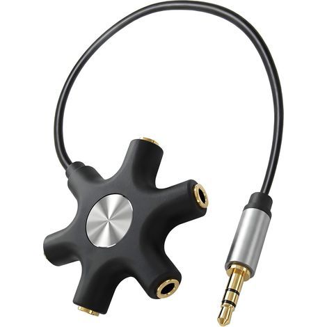 Répartiteur audio 5 jack pour casque - Conçu avec un connecteur de 3,5 mm pour connecter jusqu'à cinq appareils pour le mélange audio en classe - Compatible avec les tablettes et les smartphones (1/5)