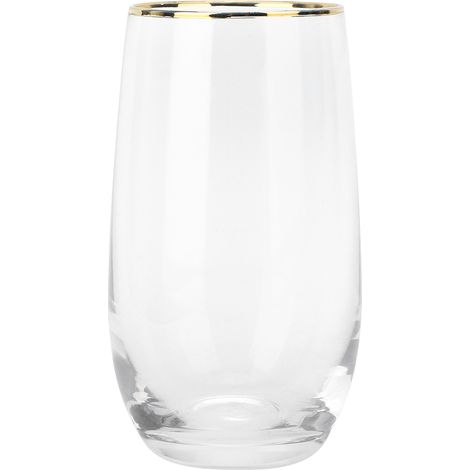 vaso de cristal con borde dorado, 375 ml, compacto, para el hogar, la oficina o el restaurante. (1/5)
