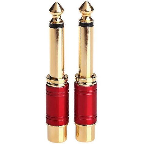 Adaptateur audio mono mâle vers femelle 6,35 mm (lot de 2 rouges) (1/5)