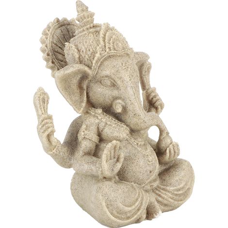 Statue de Ganesha, dieu éléphant indien en résine de grès, sculpture de Bouddha Feng Shui, objet de décoration artisanale (1/5)
