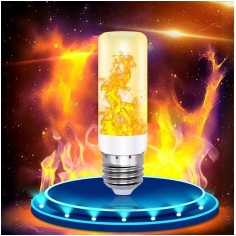 Set mit 4 x 3W E27 Flammenbirnen mit flackerndem Flammeneffekt, 4 Beleuchtungsmodi, IP42 wasserdicht, für Weihnachten, Hotel, Bar, Festdekoration, gelb (1/5)