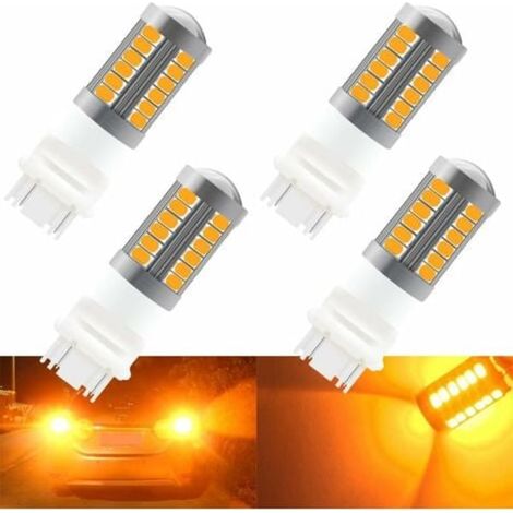 Ampoules LED 33SMD 900LM Amber Ambre, Compatible 3157 3047 3057 3155 5630 P21/7W, Feux Clignotants Avant/Arrière Super Lumineux, Lot de 2, Signalisation Auto (1/4)