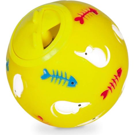 Nobby – Balle distributrice de friandises pour chat – Jaune, plastique, Ø 7,5 cm