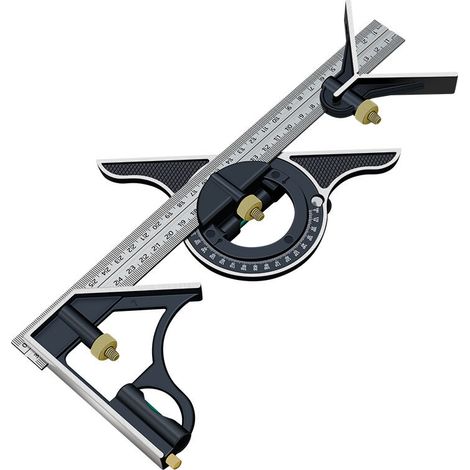 Équerre Combinée Règle Menuisier Multifonctionn Metal Equerre Réglable Angle Charpentier Outil,300MM (1/5)