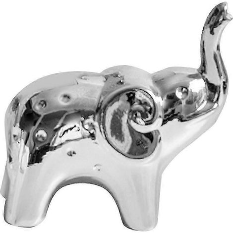 Statue d'éléphant décorative de bureau, sculpture animale en céramique de collection, figurine décorative pour cheminée, étagère de chambre ou meuble.-Silver S (1/5)