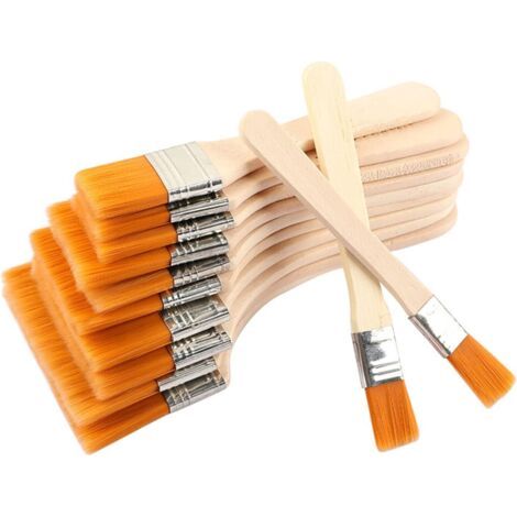 12 Pièces Artiste Plat Peinture Pinceau, Pinceaux Peinture Mur, Pinceaux à Peindre avec Manche Bois, Pinceau Plat, pour Bricolage Peinture Murale Vernis Lasures Colle Gesso (1/5)