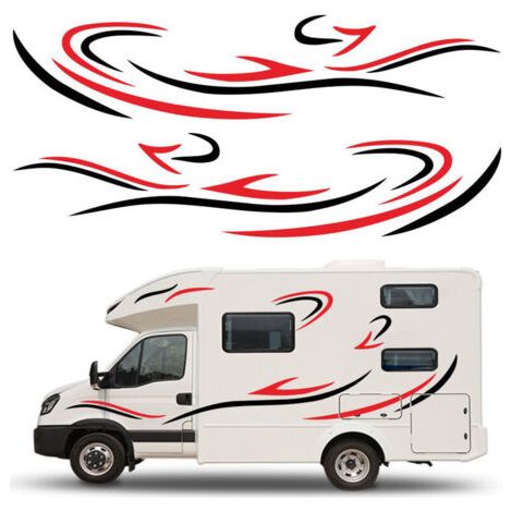 Autocollants graphiques latéraux pour camping-car et caravane – Vinyle imperméable et anti-corrosion – Dimensions 120x14cm, 120x15cm, 85x22cm (1/5)