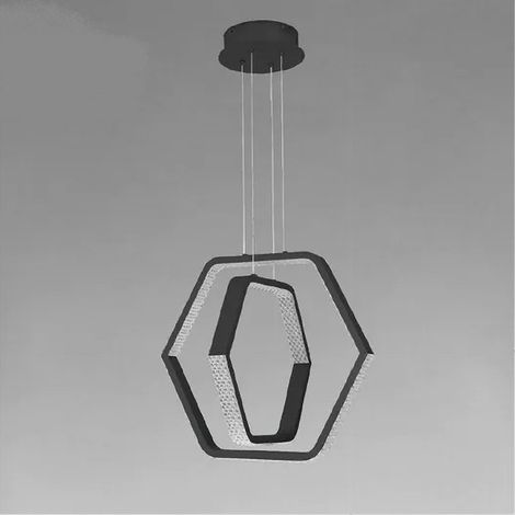 TRADE SHOP - Lampadario A Sospensione Led 48 W Esagonale Effetto Cristallo Moderno Nero 31845 -