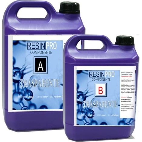 Resina epossidica trasparente atossica multiuso per colata da 8 kg resin pro