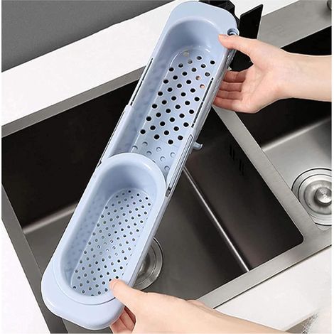 Égouttoir télescopique, bonde réglable, bleu, bonde d'évier de cuisine-AquaForge (1/5)