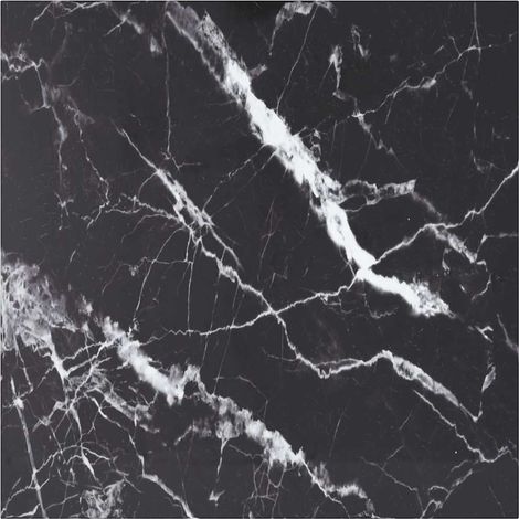 vidaXL Tablero mesa diseño mármol vidrio templado negro 80x80 cm 6 mm (1/5)