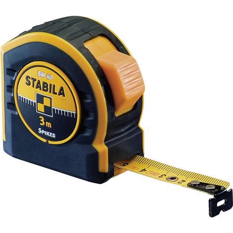 STB17736 - Flessometro 3 m 16 mm, mod. BM 40, ABS, clip metallica, nastro giallo con vernice in poliammide, Classe II, scala graduata su entrambi i lati