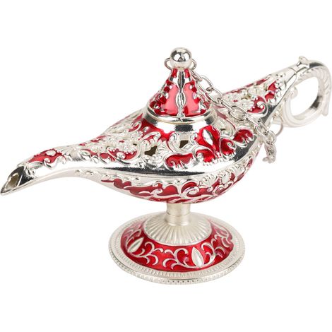 Lampe métallique sculptée ajourée légende d'Aladdin, génie magique, lumière décorative pot à souhaits (4) (1/5)