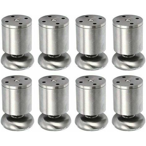 Piedini per mobili in acciaio inox regolabili 50 x 80 mm – Tappetini in gomma silenziosi – Confezione da 8 per tavoli e scrivanie (1/4)