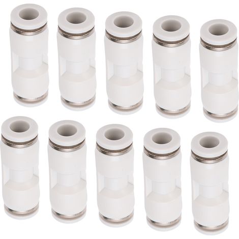 10 Pièces Raccords Droits Pneumatiques à Clipser pour Tuyaux PU-4, Connexions Rapides Air Blanc