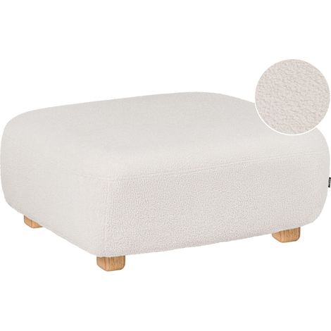 Ottoman Upholstered Rectangular Footstool Off-White Boucle Sofa Module Wooden Legs Modern Single-Seat AMLI
