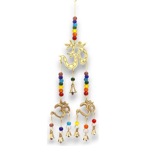 Campanas Indias - Om con Chakra - 7 Campanas - 9,5x32cm