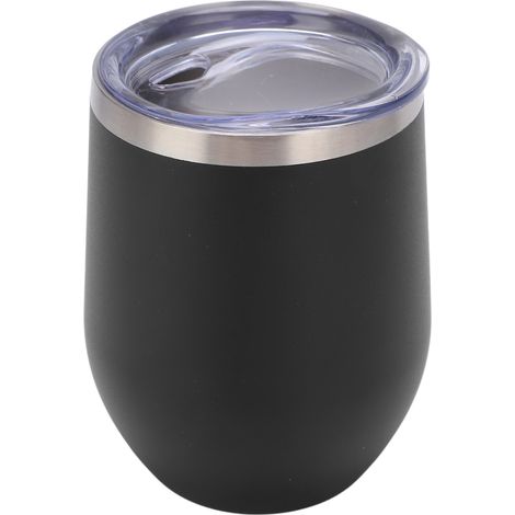 Isolierter 12-Unzen-Weinbecher aus Edelstahl ohne Stiel, doppelwandige Vakuumisolierung mit Deckel, für Kaffee, Cocktails und Eiscreme. (1/5)