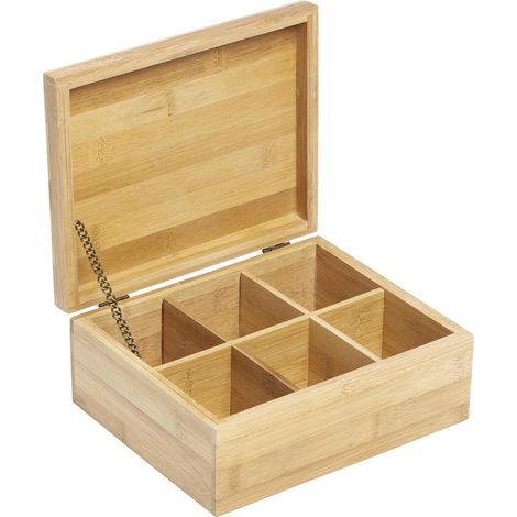 no-name Caja Elegante de Bambú madera natural 6 compartimentos (1/3)