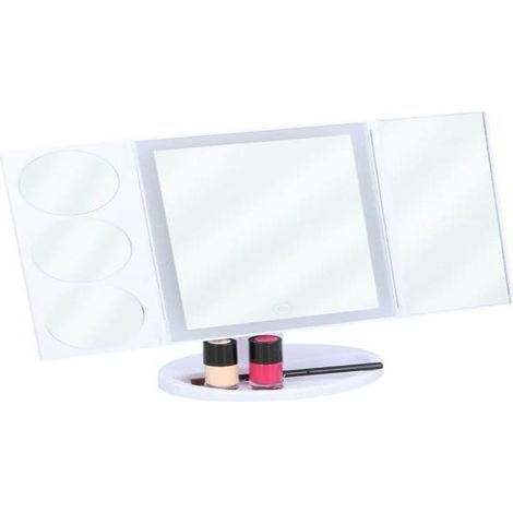 Miroir de Maquillage LED - 22 LED - Câble Inclus - Miroir avec différents grossissements - Pliable (1/2)