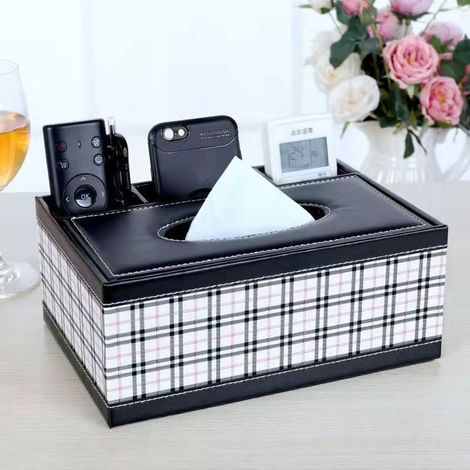 Kunstleder-Taschentuchbox, ideal für Zuhause oder das Büro, 23,5 x 16,5 x 9,5 cm, Farbe: Beige. (1/4)