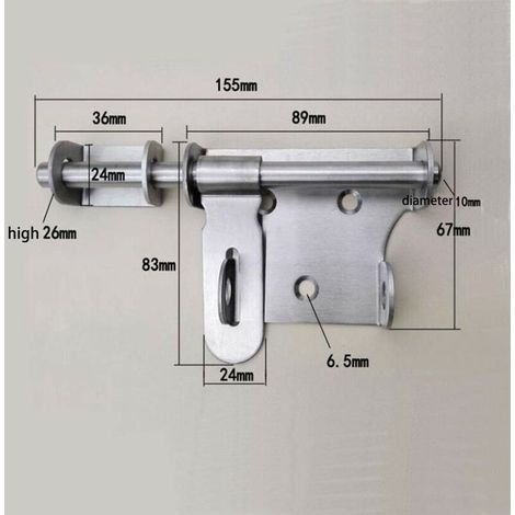 royaluxe - 1 Pièce Verrou de Porte à Boulon Coulissant, Loquets de Porte de Sécurité, Verrou Loquet en Acier Inoxydable avec Trou pour Cadenas, Pour Porte Coulissante Portes en Bois (1/4)