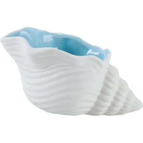 Grand bol céramique coquillage, plateau bijou conque, déco tropicale océanique, plat coquillage salle de bain pour pièces et clés.