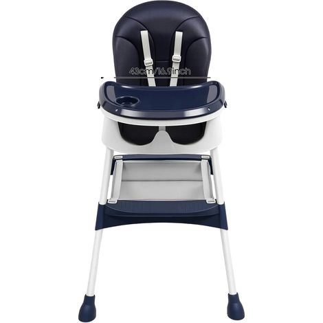 Chaise haute, harnais de sécurité, rembourrage confortable, Bleu (1/2)