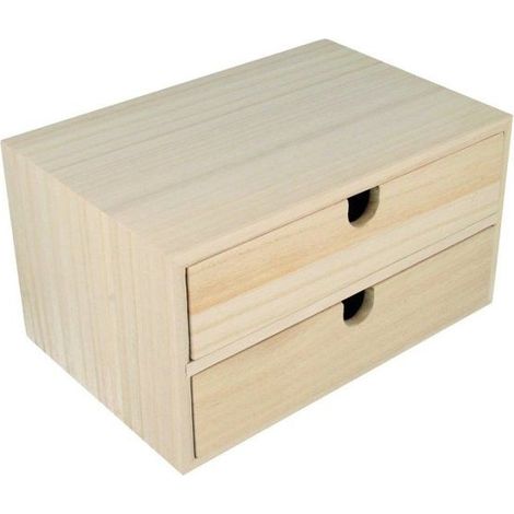 MEUBLE 2 TIROIRS 24X16X13,5 CM BOIS (1/3)