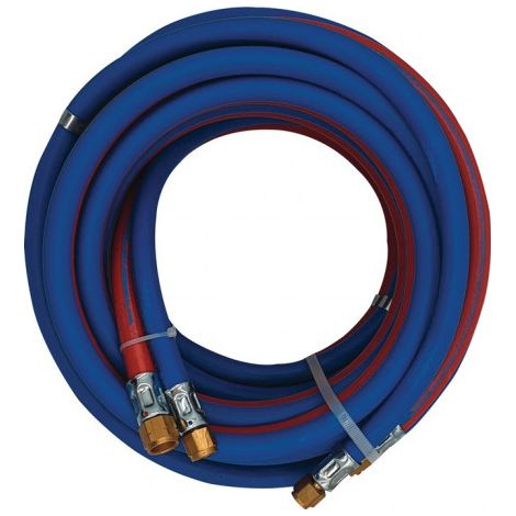 Tuyau de soudage autogène jumelé longueur 5 m D. intérieur 6/6 mm épaisseur du mur 9/9 mm bleu/rouge