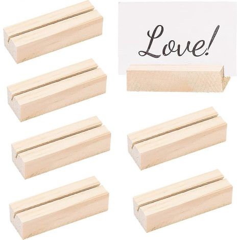 Lot de 7 porte-noms en bois, présentoirs pour numéros de table, décoration pour mariages et autres événements, affichage double face, mini tableau noir (1/4)
