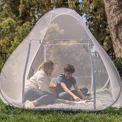 Tente moustiquaire pliable sans montage, abri anti-moustiques pour jardin et camping, Composition : 150 × 200 cm, Couleur : blanc, liseré blanc (1/5)