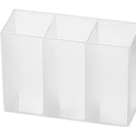 Halbtransparente, an der Wand montierbare Aufbewahrungsbox mit drei Fächern, kein Bohren erforderlich, für Augenbrauenstifte, Lippenstifte, Make-up-Pinsel und andere kleine Utensilien. (1/5)