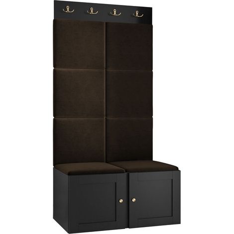 Conjunto para recibidor Hartford 375, Manila 04, 186x84x46cm, MDF, Aglomerado laminado, Tapiz, Montada en la pared, Colocada