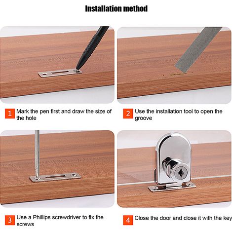 Serrure de tiroir à une porte en alliage de zinc, sécurité renforcée avec clés, pour bureau et maison, verrou de meuble robuste (1/3)