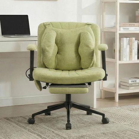 Chaise de bureau ergonomique pivotante avec soutien lombaire à air,Fauteuil large pivotant avec roulettes, rembourré et confortable, capacité jusqu’à 150 kg