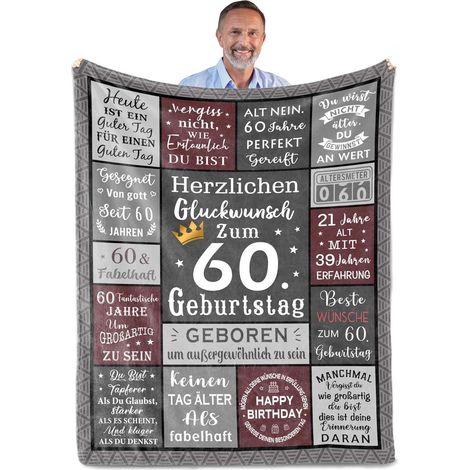 Decke 60er Geburtstag Mann Geschenk 200x150cm 60th Geschenk 200x150CM (1/5)