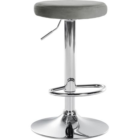 Sgabello da bar x1 design semplice altezza regolabile rivestimento in velluto grigio gambe in metallo cromato 100005991