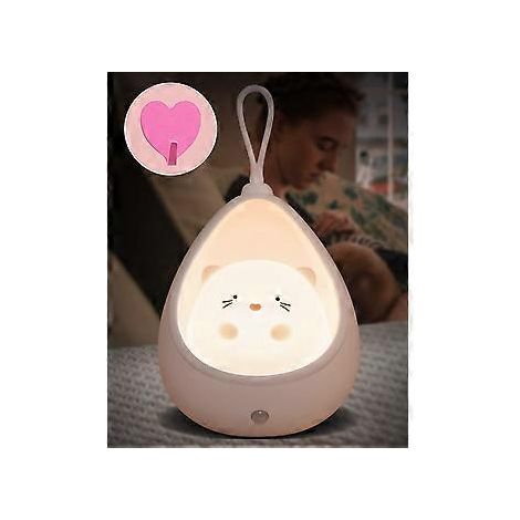 Veilleuse enfant MOXTOYU Chat Mignon, Veilleuse bébé avec capteur, Veilleuse rechargeable avec crochet, Veilleuse LED blanc chaud (1/5)