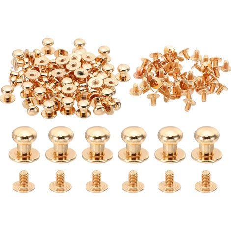 30 Ensembles Clous de 8mm pour Vêtements Rivets en Cuir Ton Or (1/5)