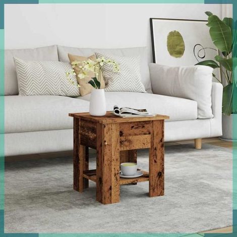 856798 Table basse vieux bois 40x40x42 cm bois d'ingénierie (1/5)