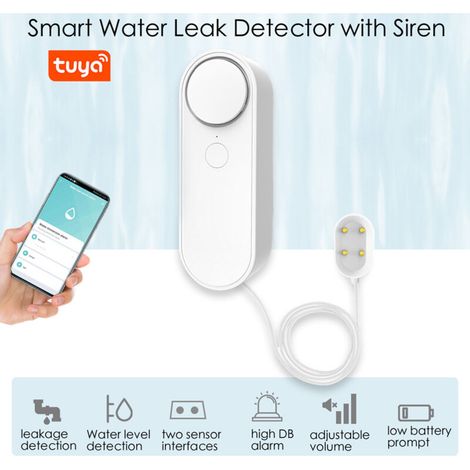 WiFi-Wasserleckdetektor, Hochwassersensor, Wasserstandsalarm, Fernbenachrichtigung per Handy-App, Unterstützung von tuya, IFTTT. smart life und anderen intelligenten Sprachsteuerungen (1/5)