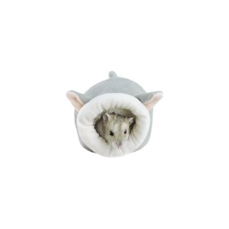 Cuccia per criceti, una mini casetta morbida e calda con un nido antiscivolo, adatta a criceti nani, mini ricci e piccoli animali domestici (grigio). - Crezuo