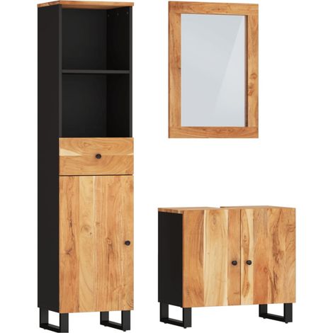 Ensemble de meubles de salle de bain 3 pcs bois massif d'acacia (1/5)