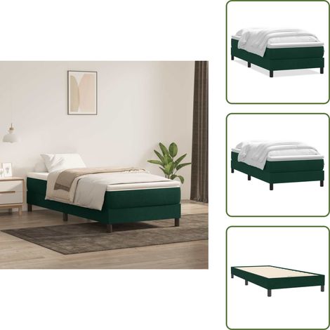 The Living Store Boxspringbett mit Matratze Dunkelgrün 80x220 cm Samt - Matratze (1/5)