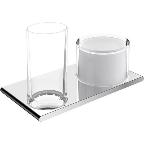 Portabicchieri doppio EDITION 400 dispenser per bicchieri e lozioni nichel lucido KEUCO