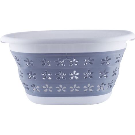 Panier à Linge Ergonomique avec Design Ajouré, Poignées Antidérapantes Grise (1/5)