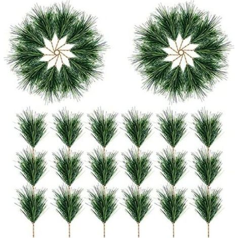Lot de 30 aiguilles de pin artificielles vertes - Petites branches de pin - Piques pour guirlande de Nol, couronne, décoration de maison et de jardin (1/5)