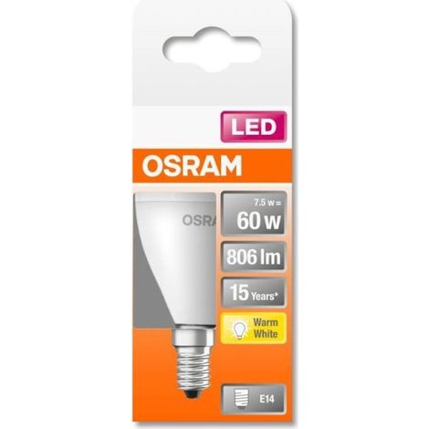 OSRAM HOMELIGHTING 4058075428522 LED CEE F (A - G) E14 forme de poire 7 W = 60 W blanc chaud (Ø x L) 47 mm x 79 mm 1 pc(s) A677022 (1/5)